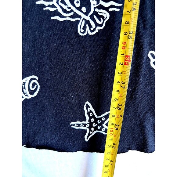 Vintage 90s VIVA CITY USA Knit Black Nautical Summer Shift Dress Size L Unhemmed - Picture 9 of 12